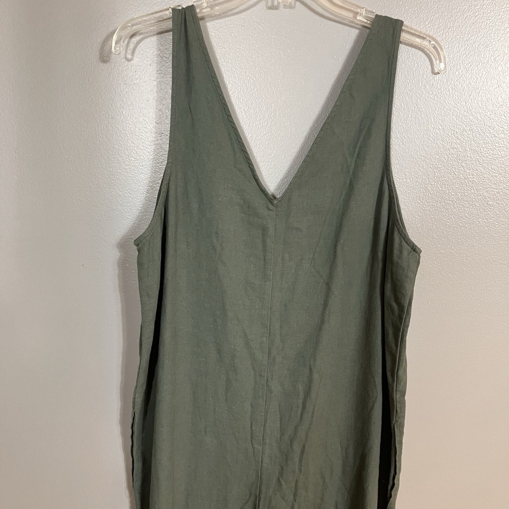 Universal Thread Jumpsuit Womens Medium Green Boho Linen Blend Wide Leg V-Neck - Picture 12 of 13